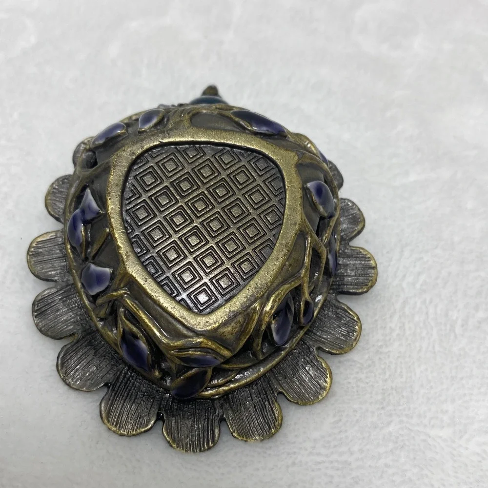 Peacock‎ Trinket Box Magnetic Enamel Jeweled Decorative Figurine Blue Green